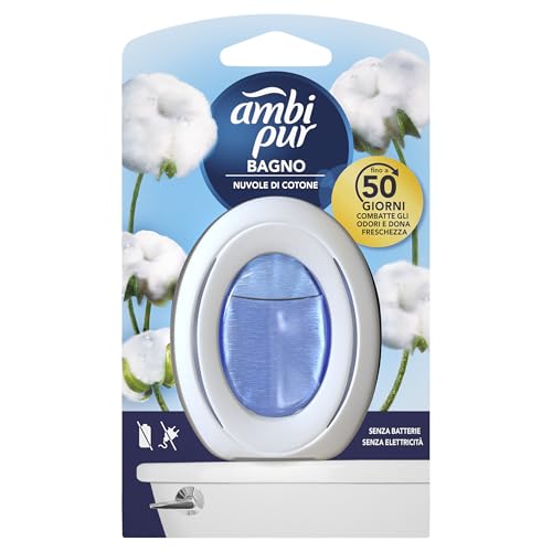 Ambi Pur Bagno Nuvole Di Cotone, Deodorante per Ambienti Ad Azione Continua Eliminazione e Prevenzione Degli Odori, 1 Pezzi