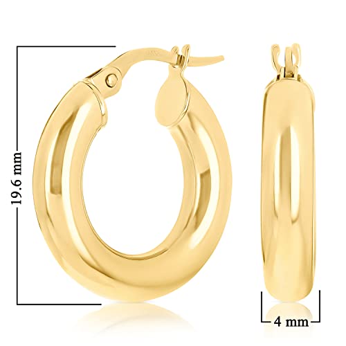 Italian 14k Yellow Gold High Polish 4mm 0.75" Diameter Round Hoop Earrings 1.8g2