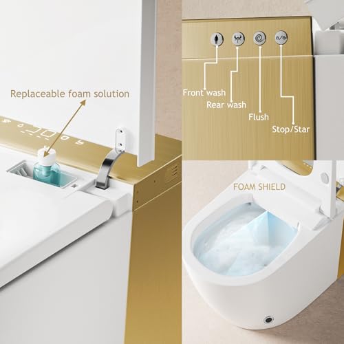 BONSAM Smart Toilet with Auto Open/Close Lid, Modern Toilet with Bidet Built In, Foam Shield, Auto Flush, Warm Water&Dryer, Self-Cleaning Heated Seat Toilet with Remote Control for Seniors & Families. by BONSAM - Image 3