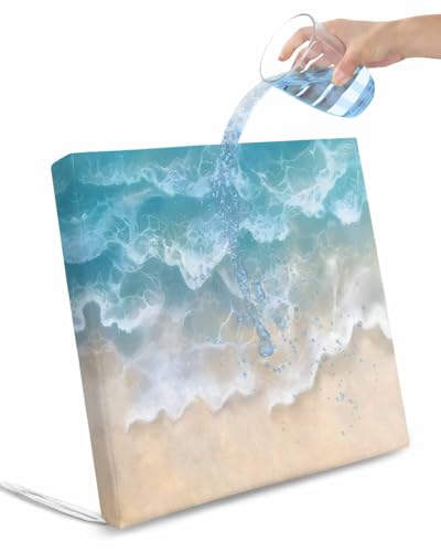 2 Pack Blue Coastal Beach Waterproof Cushion Covers with Ties, Outdoor Patio Chaise Lounge Chair Seat Cushion Slip Covers Replacement(Only Cover) Summer Ocean Nautical Seaside 24