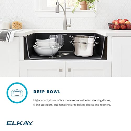 Image of Elkay Quartz Classic ELGRU13322BK0 Black Single Bowl Undermount Sink