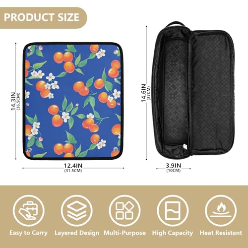 Bolsa de viaje para herramientas de cabello linqin Cute Cherry Fruit azul real con tapete de hierro y gran capacidad, organizador para planchas y accesorios de cuidado del cabello miniatura 4