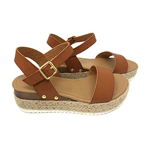 Image of Soda CLIP ~ Women Open Toe Ankle Strap Platform Espadrille Sandal
