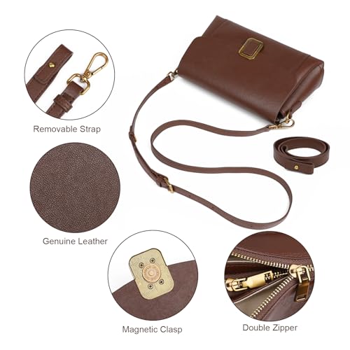 Genuine Leather Crossbody Bag for Women, Removable Satchel Adjustable Shoulder Bag4