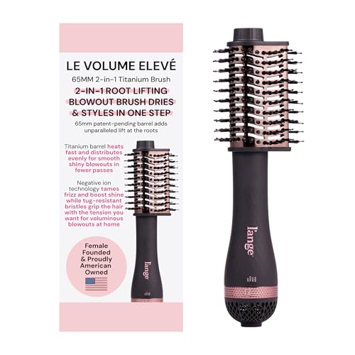 Image of L'ANGE HAIR Le Volume Eleve 65MM 2-in-1 Titanium Brush Dryer | Dry and Style | Unique Teardrop Shape Barrel | 3 Heat Settings | 360 Vented Airflow | Ionic Technology for Frizz-Free Styling (Black)