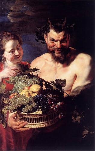 Cartel Satiro e ragazza de Rubens en lienzo de 60x90cm con impresión de alta definición para casa