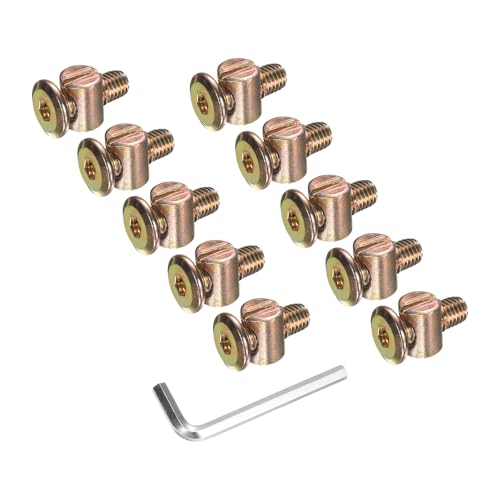 sourcing map 10Pcs Bed Frame Bolts, M8x20mm Hex Socket Head Cap Screws Bolts with Barrel Nuts Hardware Replacement Kit & M5 Hex Wrench for Furniture, Beds, Chair