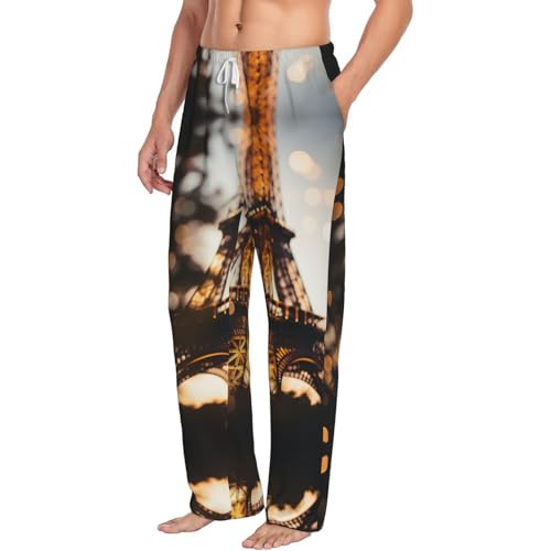 Eiffel Tower Print Lounge Waistband Drawstring Mens Pajama Pants Fashion Custom Sleepwear2