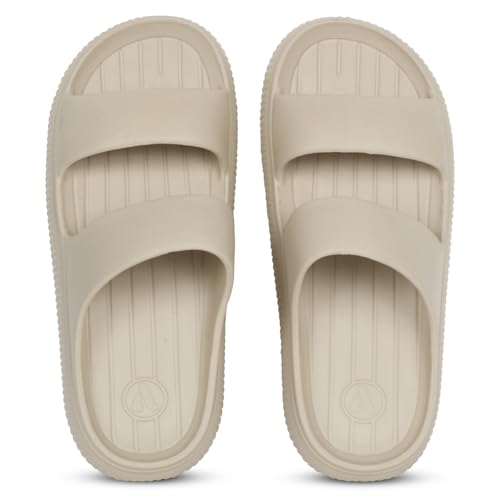 Image of Aqualite Men's Slides Slippers | Slip-On Comfort Flipflop Flat Base, Anti-Skid Sole & Lightweight | Casual Home & Outdoor Sandal for Men
