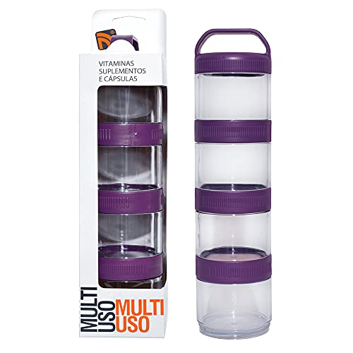 Estojo Pote Multiuso para Suplementos, Frutas o Petiços, Roxo, 4 unidades, Prottector, ref-0056.U/R