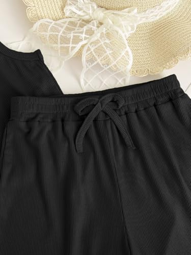 Image of NEW 6-14Y Tween Girls Stretchy Rib Knit Outfit Rayon Tank & Shorts Set Casual Lounge Playwear