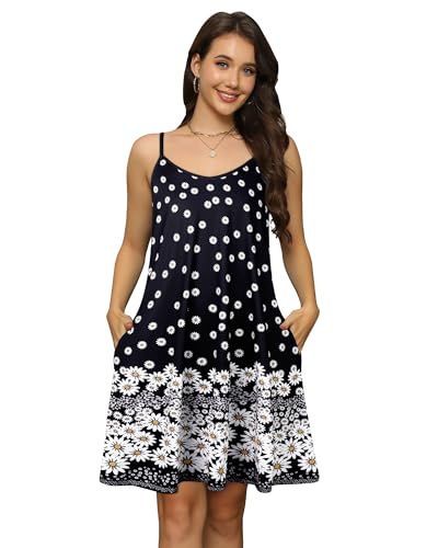 Image of elescat Womens Summer Dresses Spaghetti Strap V Neck Casual Sleeveless Sundress Beach Cover Ups with Pockets 2026