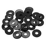 uxcell 25個 平ワッシャー M10 ナイロン 平座金10mm内径 25mm外径 2mm厚さ プラスチックスペーサー スクリューボルト ガーデン 蛇口 配管 修理 機械産業用 黒