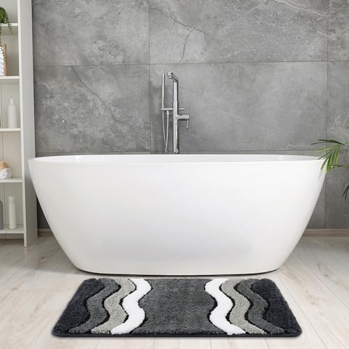 Tapis de salle de bain antidérapant séchage rapide gris 50,8 x 81,3 cm doux - 7