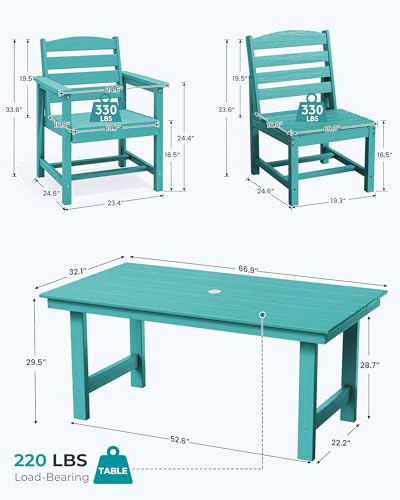 Image of SERWALL Patio Dining Sets for 6 Person, HDPE Dining Set with 6 Armless Chairs, Aruba