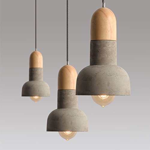 Suspension style industriel en bois et ciment pour éclairage de bar et loft - 5