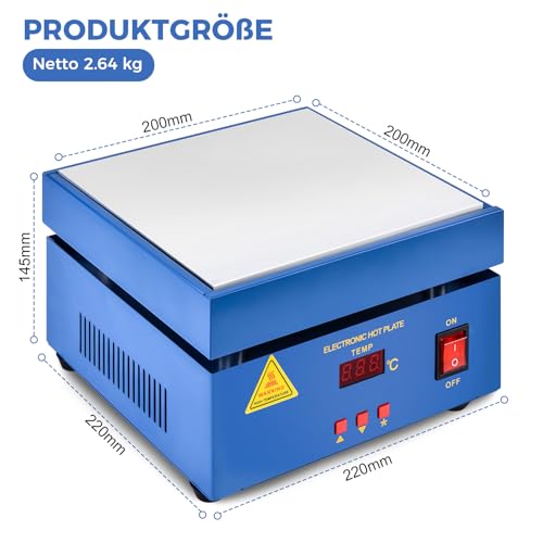 PCB Elektrische Heizplatte, 800W Lötstation Heizstation, LED Mikrocomputer Vorwärmstation, 30-400℃ Einstellbar, Vorheizen Station für Komponentenerwärmung, SMD-Rework, PCB-Entfernung und Löten