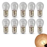 YYTQP 10 PCS Car 1156 Turn Signal Light, P21W 1141 S25 High Brightness Stable Filament Bulb, 12V 21W BA15S Single Contact Bulb Replacement, Miniature Backup Lights for Cars Motorcycle (White)