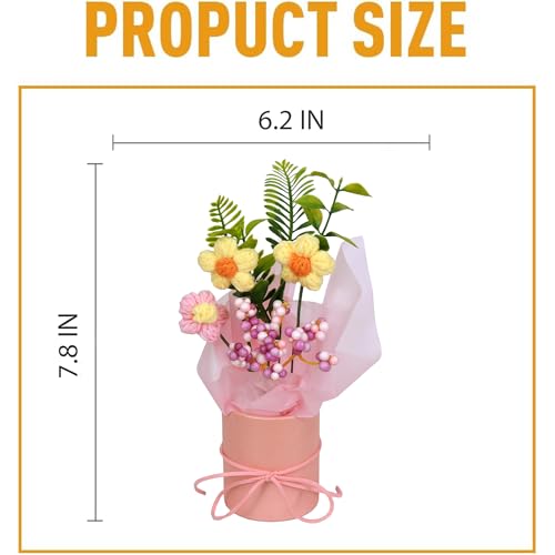 Image of Cortina 1pcs Artificial Crochet Flower Bouquet /Artificial Flowers Bunch /Crochet Flowers Bouquet /Crochet Flowers /Flowers Bouquet Gift for Girls Home Decor,Gifting,etc. (Yellow)