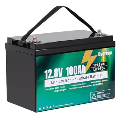 Bydrena 12v 100Ah LiFePO4 Battery 15000+ Deep Cycle 150A BMS Rechargeable lithium iron phosphate Low-Temp Protection, for Golf Cart RV Marine and Home Energy