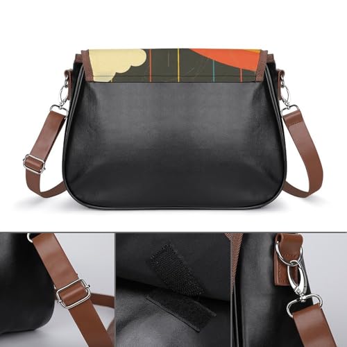 Women's Handbag Rainbow Stripes Clouds Print Satchel Bag Leather Crossbody Bag Waterproof Messenger Bag3