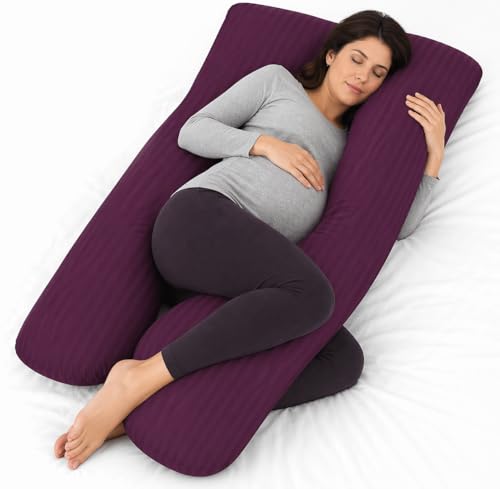 U-Shaped Pregnancy Pillow 70x140cm Full Body Maternity Pillow for Side Sleeping Back Hip & Leg Pain Relief | Sleep Well Soft Microfiber Cover Hollow Fiber Filling(Purple)