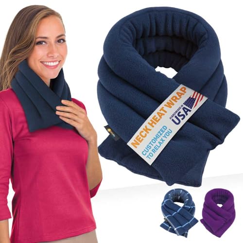 Image of SunnyBay Microwave Heating Pad, 26 inch Long Microwavable Neck Wrap & Heat Pack for Moist Hot Therapy, Heated Neck Warmer for Neck, Shoulder & Back Pain Relief, Flaxseed Filling, 26x6, Navy Blue
