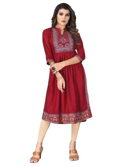 Image of Fabian Fashion Women's Rayon Floral Regular Tunic Shirt