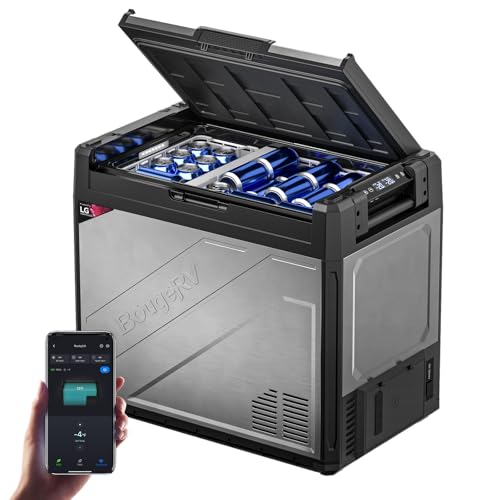 Image of BougeRV 12V Refrigerator Rocky V3.0 81QT, -4F~68F, Dual Zone Car Freezer | 12V Cooler with Independent Temp Control, Single or Dual Zone, Metal Exterior, Optional 240Wh Battery, Outdoor Car Camping RV