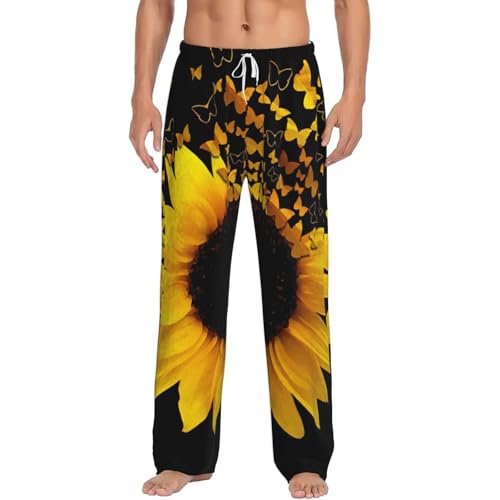 Pantalon de pyjama en flanelle homme vêtement de nuit polaire imprimé floral et papillons