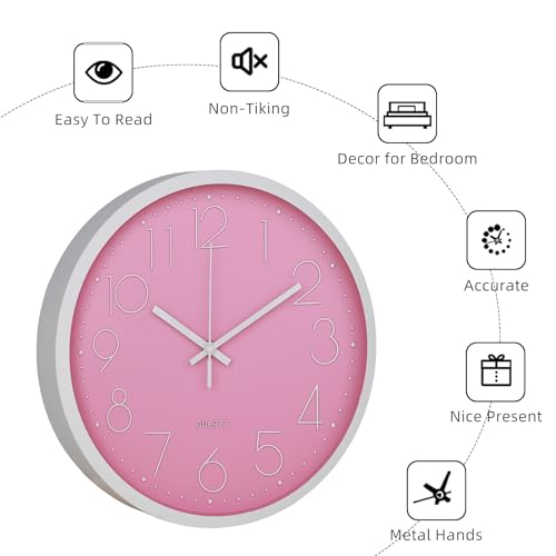 Image of Kuber Industries Wall Clock | Fancy Watch Wall Clocks | Office Wall Clock | Clock for Living Room | Clock for Bedroom | Clock for Hall | Machinery-Quartz | 12 Inch | 2019-E Pink