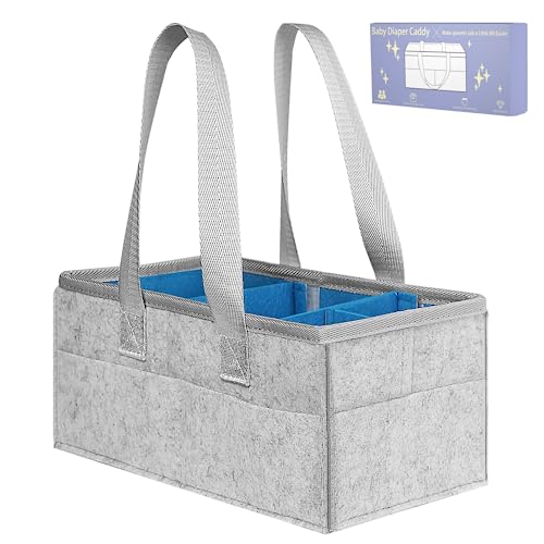 Samplife Baby Diaper Caddy Organizer,Portable Diaper Caddy for Newborn Baby Essentials With Handle, Travel Diaper Caddies for Changing Table Tote Bag Collapsible Nursery Storage Bin Basket