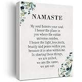 Namaste Quote Canvas Wall Art Inspirational My Soul Honors Your Soul Poster Picture Framed Artwork 11.5'x15' Painting for Home Living Room Office Decor