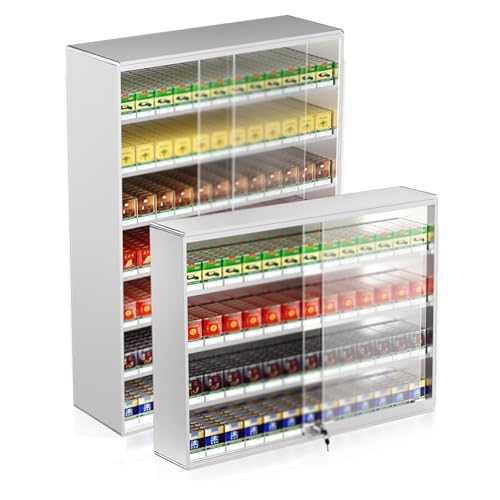 Commercial Supermarket Cigarette Display Rack & Desktop Matchbook Stand, Wall-Mounted Vapes Organizer Shelf, Versatile Silver Display Cabinet for Easy Visibility