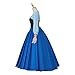 SFWXCOS Women's Princess Mermaid Costume Blue Classic Cosplay Party Dress with Headwear (XL, Blue)