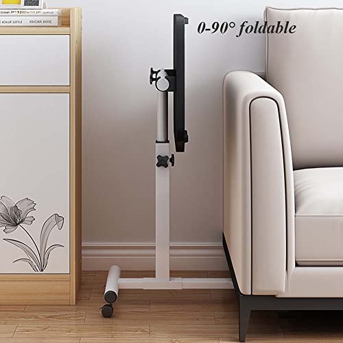 Foldable Side Table, Pneumatic Mobile Computer Workstation Height Adjustable Standing Desk Portable Mobile Bedside Table For Living Room, Bedroom, Office (Color : Pink, Size : 55X32X89Cm) #TOP1