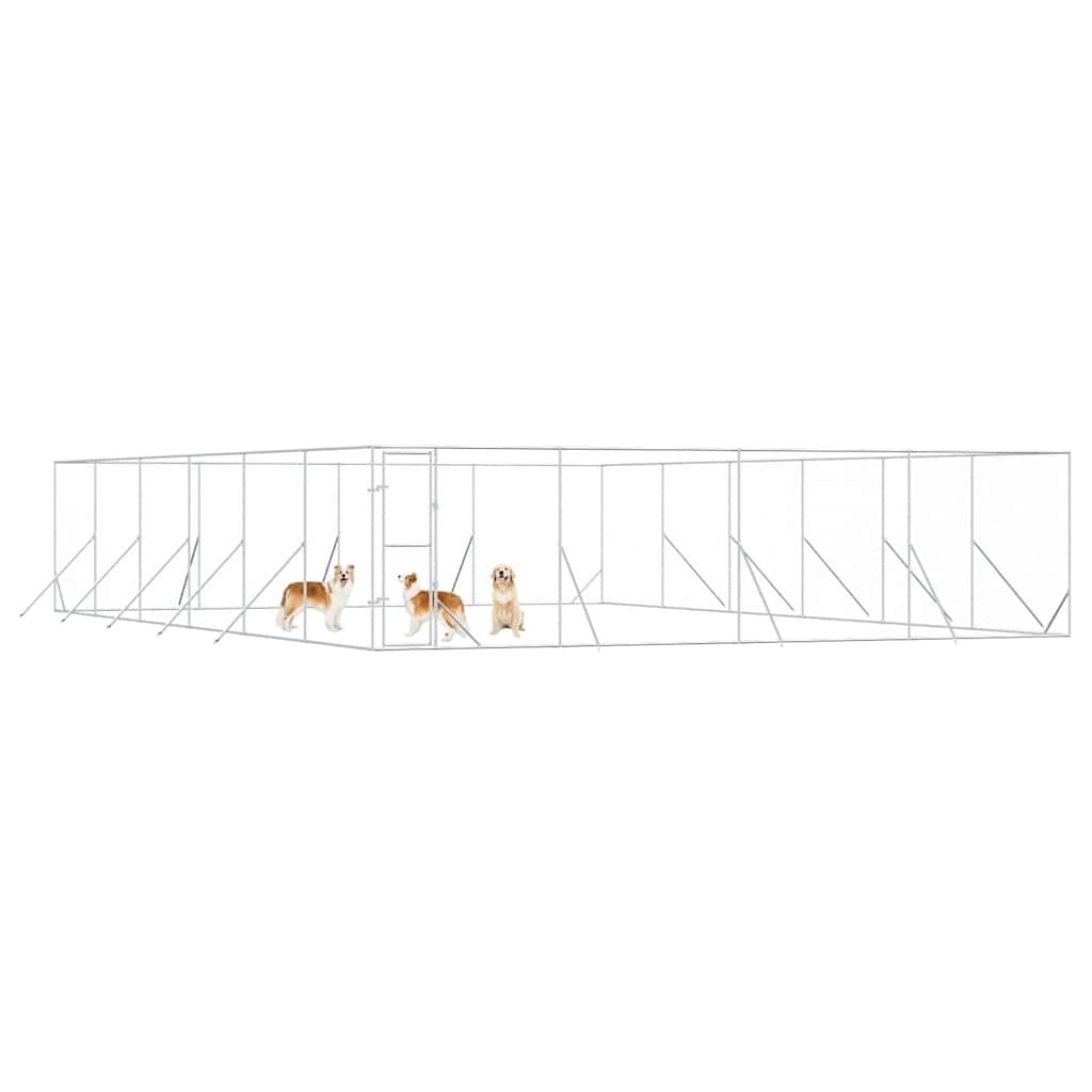 Perrera para perros de acero galvanizado para exteriores, 8 x 12 x 2 m, resistente a la intemperie con puerta con cierre, ideal como establo para perros, pico, recinto al aire libre para
