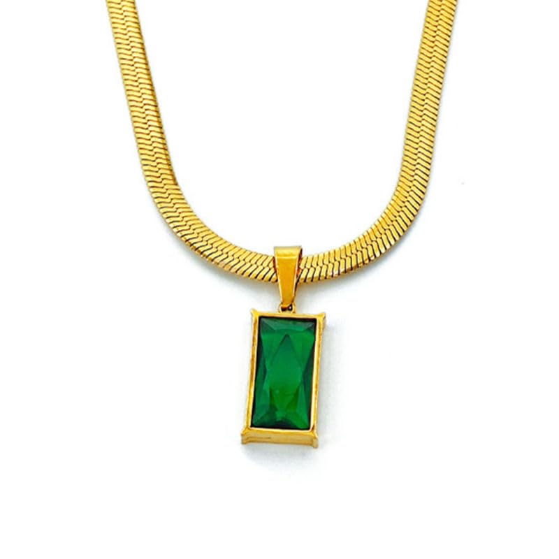 MEENAZ pendant necklace for women chains for woman girls Love anti tarnish stainless steel gold stylish Neck Chain | Green Locket | Modern Design | Gifts Valentine| Aesthetic Jewellery for women | Accessories