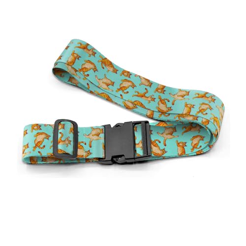 Image of WIRESTER Set of 2 Adjustable Luggage Straps with Buckle, Travel Secure Belt for Suitcase Baggage, Luggage Accessories - Orange Tabby Cat Funny Playful Postures