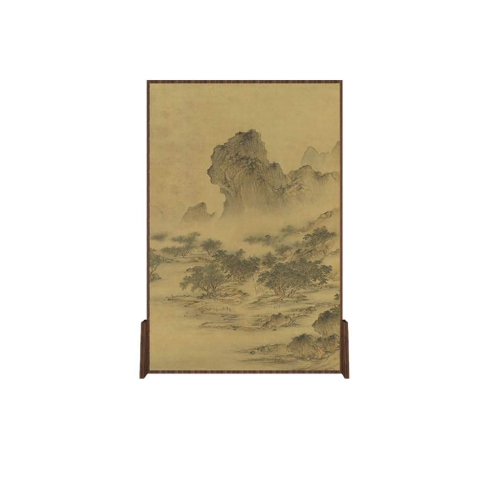 Privacy Screen Solid Wood Screen Partition Tea Room Living Decoration Background Wall Bedroom Study Office Retro Landscape Room Divider