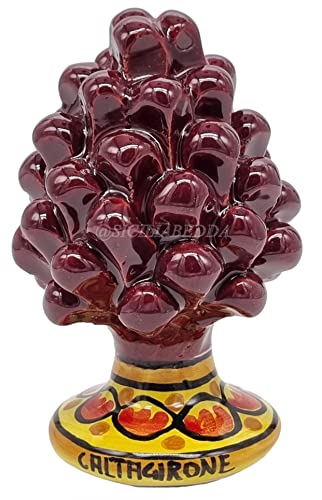 sicilia bedda - Sizilianische Zapfen aus Keramik aus Caltagirone - Fuß verziert - 100% Sizilianisches Handwerk (Höhe 12 cm, Bordeaux) Cover