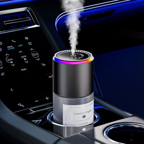 Image of Klomsuw Car Air Freshener,Smart Car Air Freshener,car Diffuser with 150 ML (5oz) Capacity Multi-fragrance,RGB Music Syncing Light, Auto On /Off (Angels)