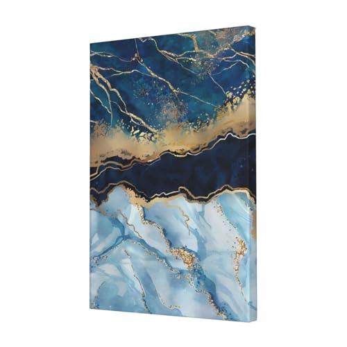 Toile murale mixte marbrée bleu marine, décoration artistique polyvalente de cuisine