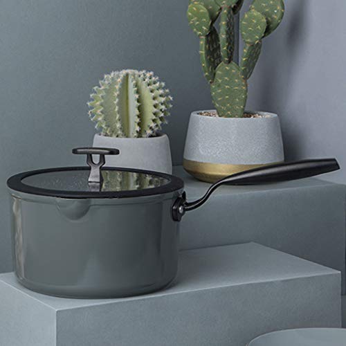 Soup Pot Milk Pan Aluminum Alloy Nonstick Saucepan Glass Lid Soup Pot Nonstick Saucepan Sauce Pan with Glass Lid (Gray) Milk Pan