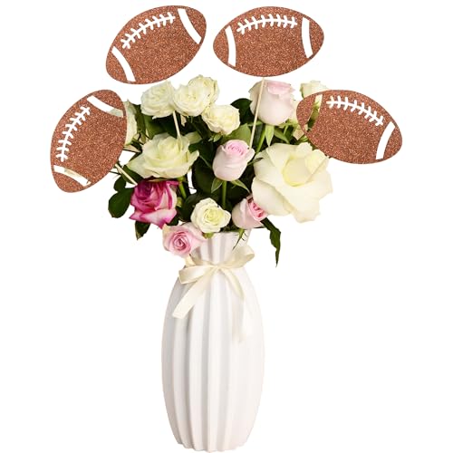 Gyufise 12Pcs Football Birthday Party Centerpiece Sticks Double Sided Rugby Ball Table Toppers Sports Theme Birthday Party Decoration for Football Touch Down Baby Shower Party Supplies