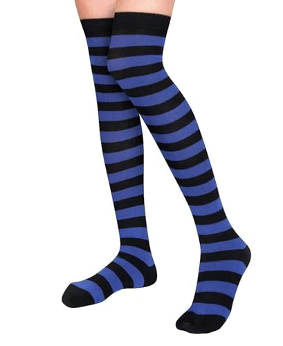 Image of Womens Thigh High Socks Athletic Stripe Cute Colorful Over the Knee High Sock Colorful Long Tube Sock