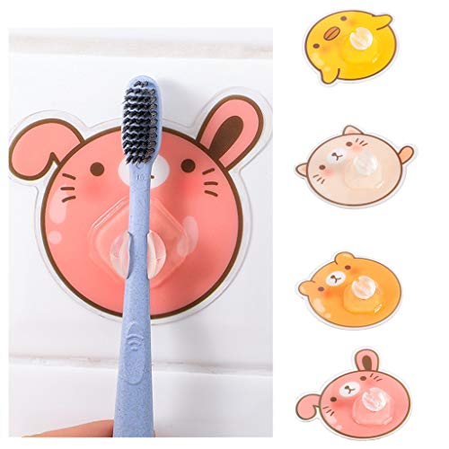 Busi 4 Pieces of Electric Non-Punching Non-Punching Standing Rack Shelf Space-Saving Storage Device Cartoon Toothbrush Holder Wall-Mounted Kawaii Bathroom Accessories Household