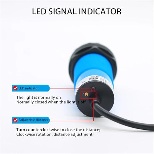 Sensor de proximidad capacitivo LJC34A4 AC NC con rango de 1 a 25 mm ajustable M34 4