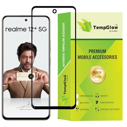 Image of Screen Protector for Realme 12 Plus 5G | Realme Narzo 70 Pro (Black) Tempered Glass Edge-to-Edge 6D Screen Guard With Installation Kit