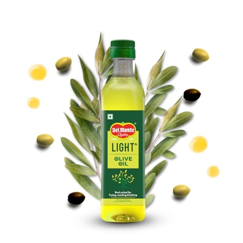 Image of Del Monte Light Olive Oil (Imported) | Extra Light in Flavour & Aroma | Ideal for Everyday Indian Cooking - Deep Frying, Curries, Roasting & Sauteing | High MUFA & Rich in Antioxidants | 500ml PET Bottle